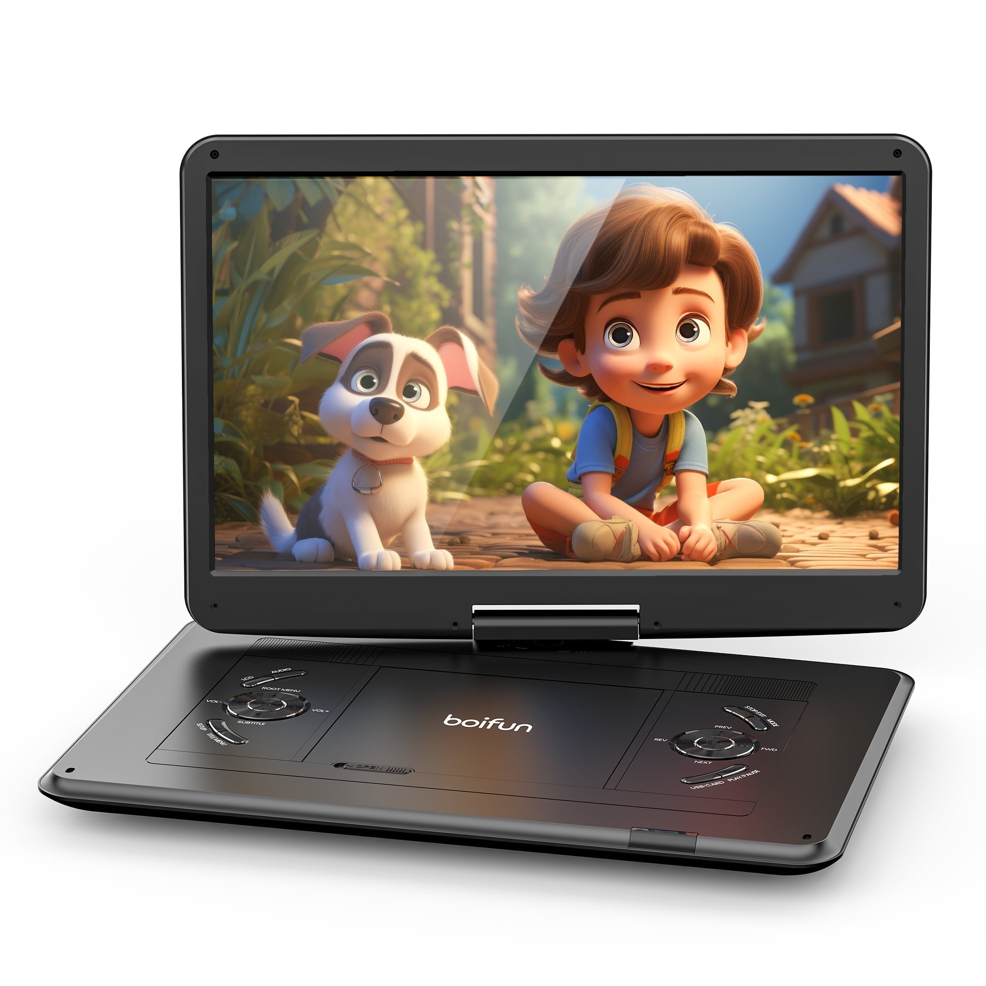 BOIFUN 17.5Portable DVD Player with 15.6Large HD Screen, 6 Hours Rechargeable Battery, Support CD/DVD/USB/SD Card/Sync TV