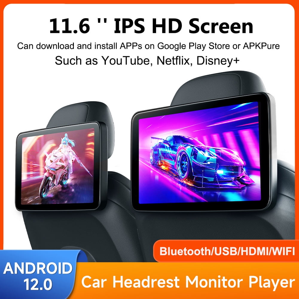 (2 PCS) 11.6Android12 2+32G Car Headrest Monitor HMDI Panel IPS Tablet Touch Screen For Car Rear Seat Video Music TV Player