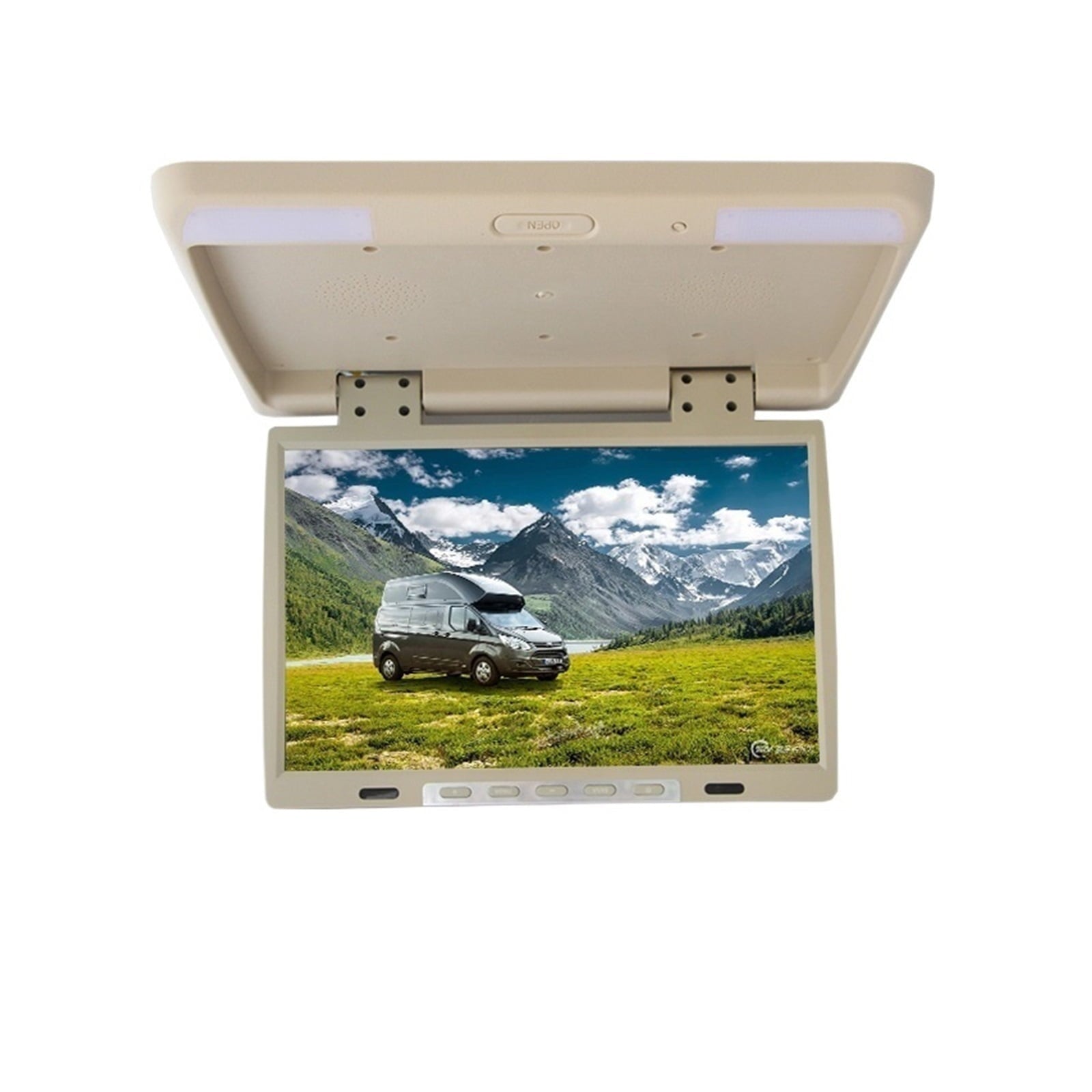 22 Inch Car Roof Monitor Flip Down Screen Overhead Multimedia Video Ceiling Roof Mount Panel Build In IR USB FM ,Easy to Use