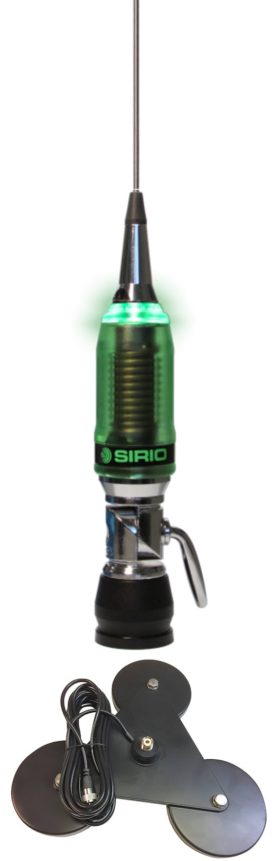 Combo Kit: Sirio Performer 5000 LED 10M CB Trucker Antenna with Heavy Duty Triplex Mag Mount with Coax