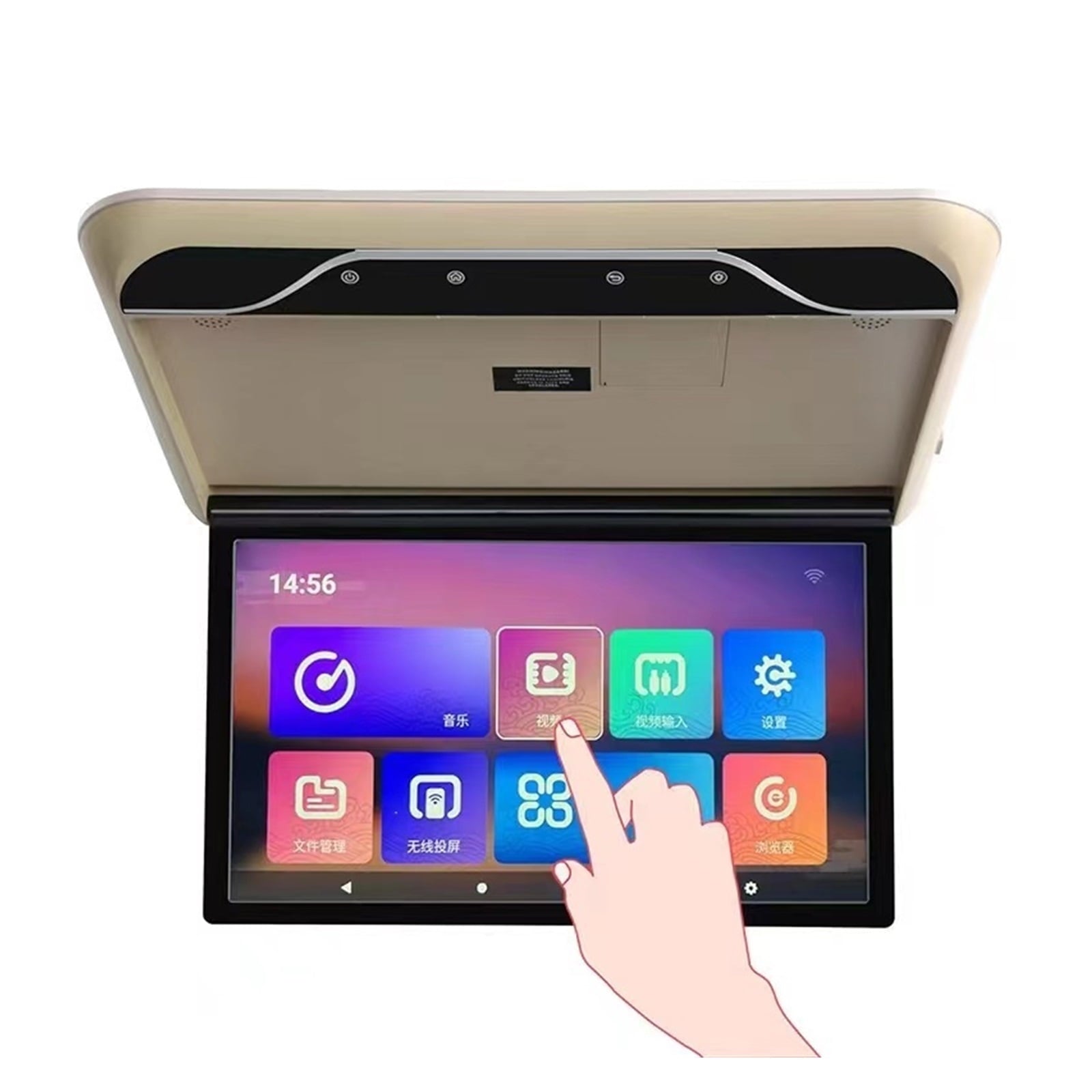 Car Roof Mount Monitor HD 1080P 19 Inch Ceiling Mount Flip Down Overhead Screen MP5 Multimedia Player WIFI/Bluetooth