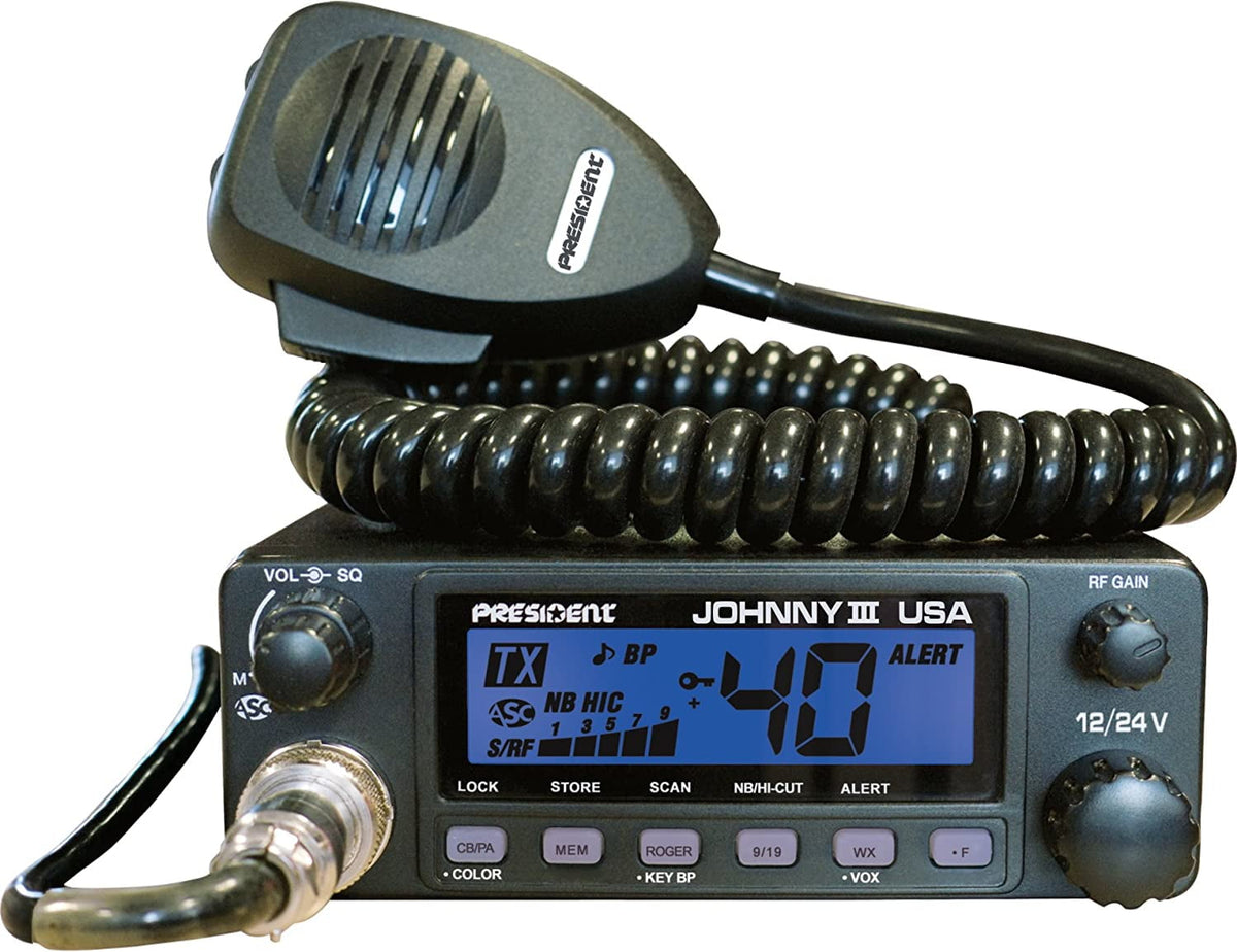 Group President Electronics President Johnny III USA 40 Channel CB Radio 12 or 24V, Black