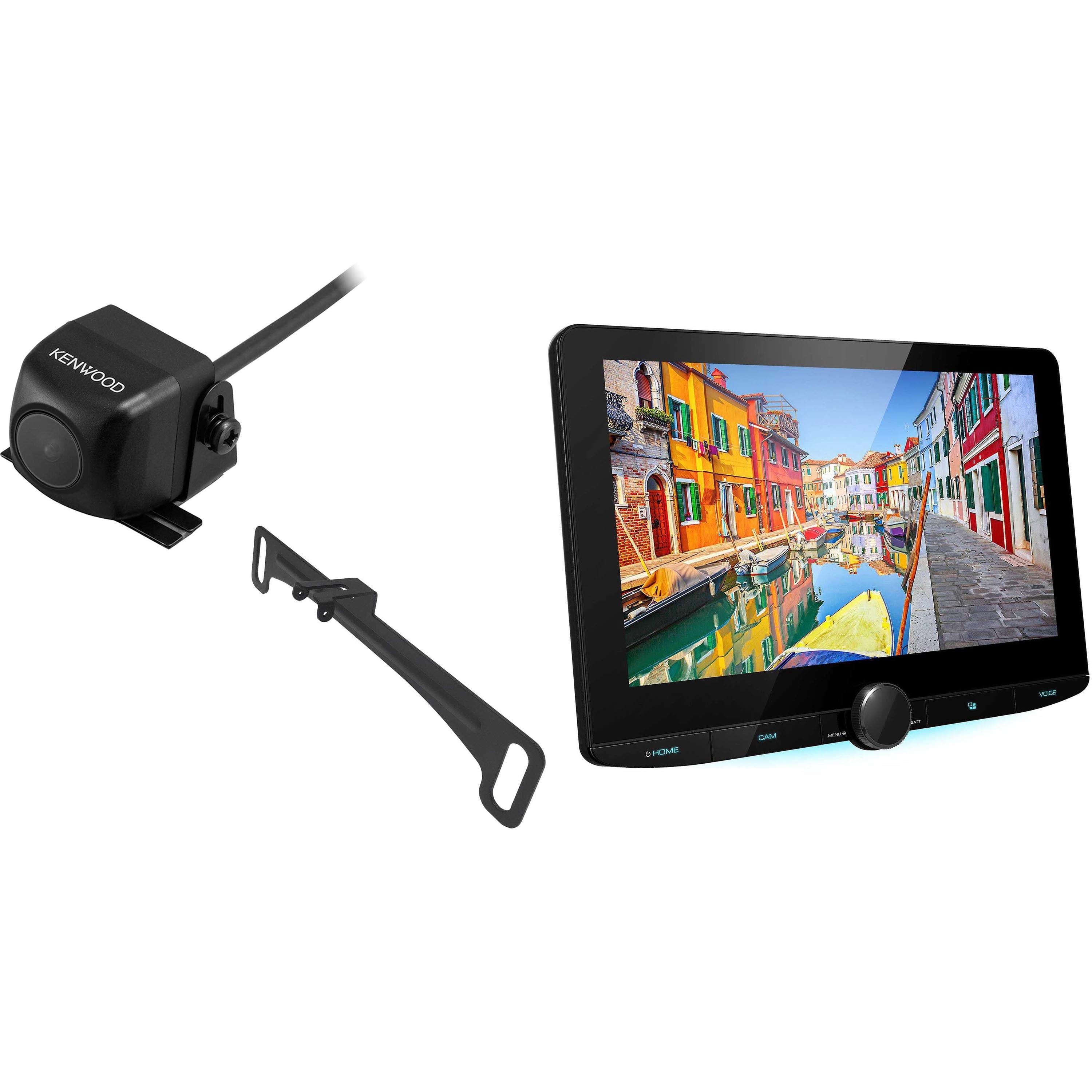 Kenwood DMX1037S 10.1Floating Panel Digital MultiMedia Receiver with CMOS-230LP Rearview Camera with License Plate Mounting Hardware