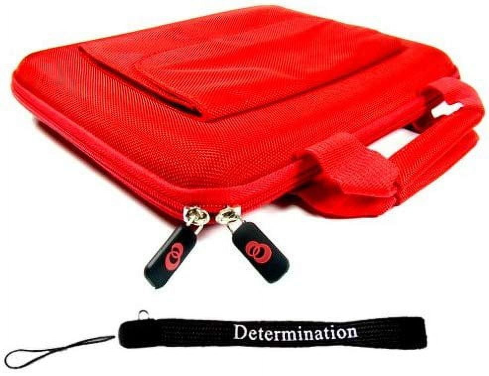 Philips PET741/37 Portable DVD Player with 7-Inch LCD Unique Cases Kroo Cube Carrying Cover Nylon Briefcase Red with Side Pocket also includes a 4-inch Determination Hand Strap