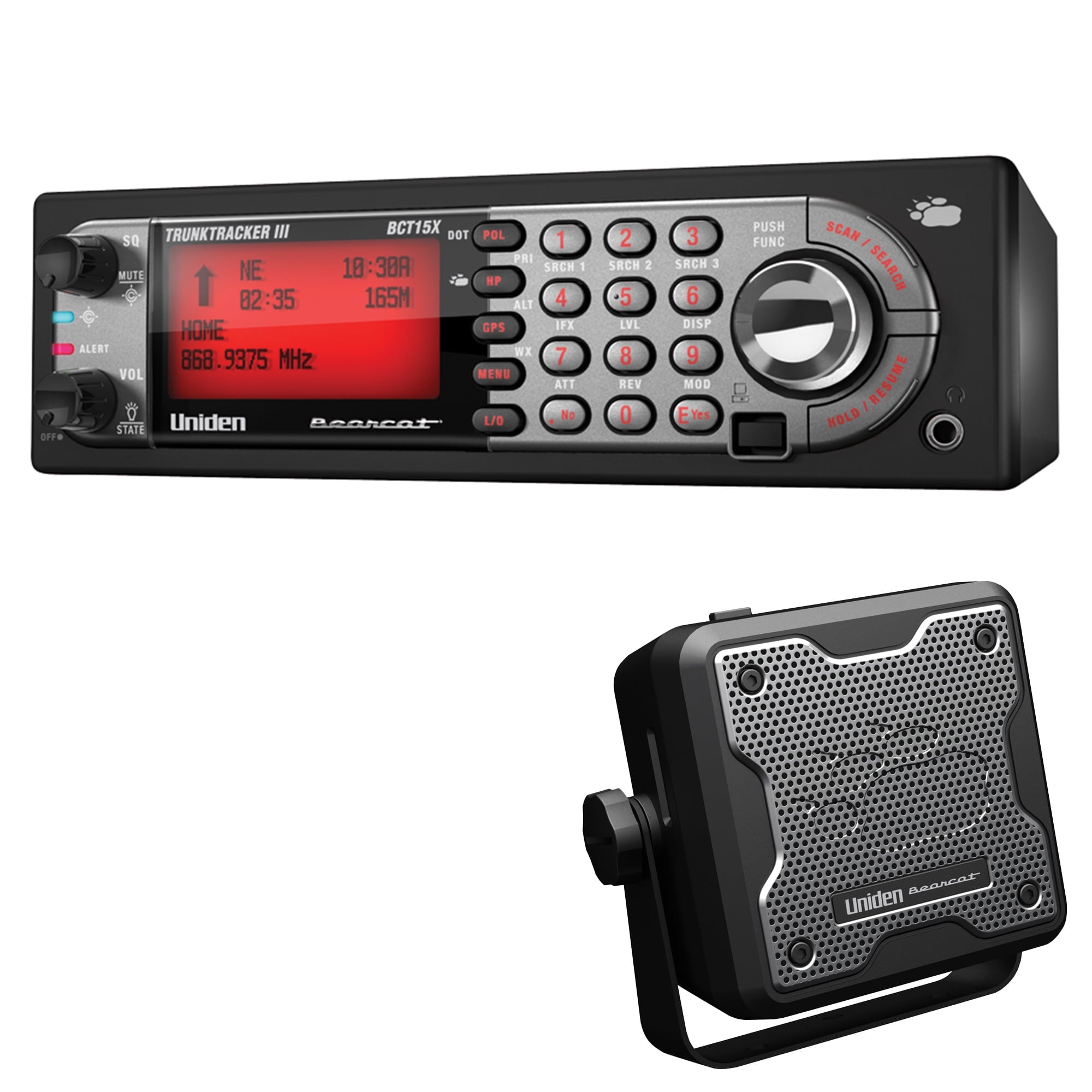 Uniden BC15 Accessory CB/Scanner Speaker & BCT15X Bearcat Scanner with BearTracker Warning System