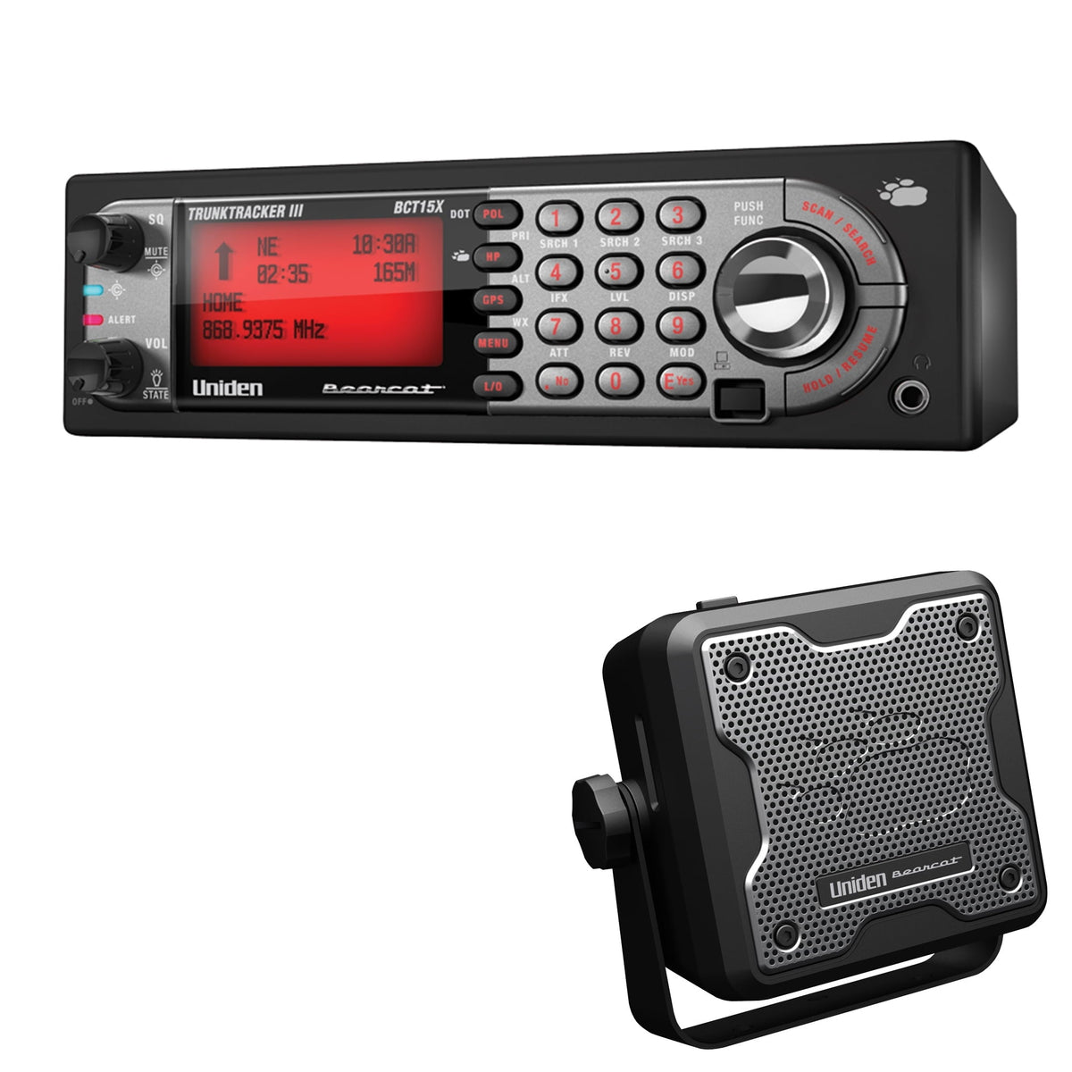 Uniden 9000-Channel BearTracker Warning System CB Scanner with BC15 Speaker, Black