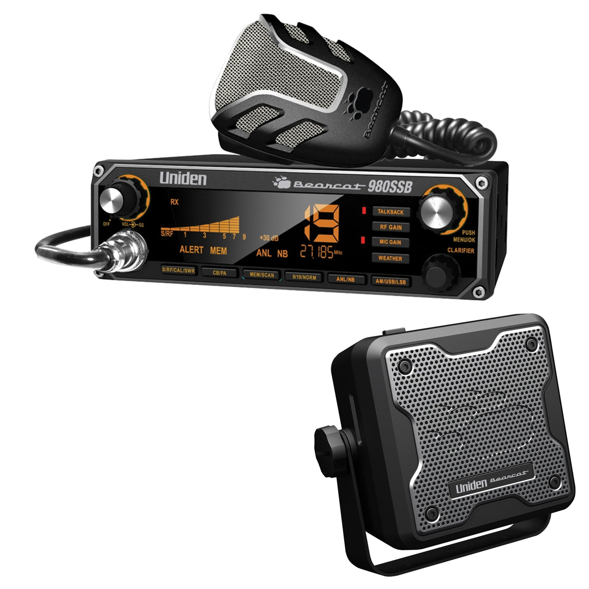 Uniden BEARCAT 40-Channel LCD Screen CB Radio with BC15 Accessory, Black 980SSB