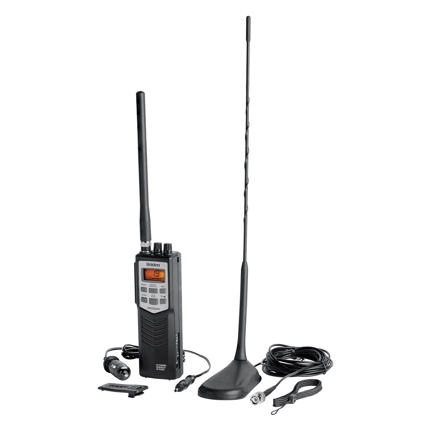 Uniden Pro Series 40-Channel Automatic Gain Control CB Radio with Magnet Mount Antenna, Black, PRO501TK